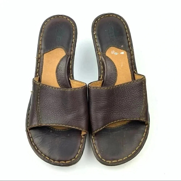 Born Ida sandals sz 7 38 M/W brown leather wedge - Picture 3 of 13